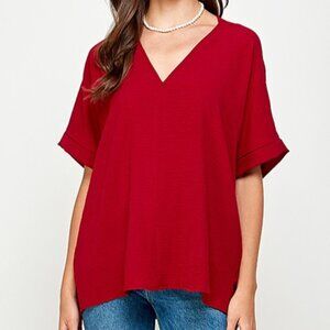 Aluvina Oversized Boxy Top. Burgundy. Plus Size. NWOT.